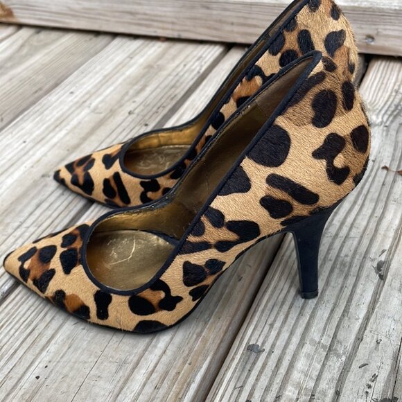 NINE WEST Madewell Cowhide Leopard Print Heels Size 4M - Picture 7 of 14